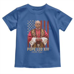 Vintage Pope Leo XIV Toddler T Shirt 267th Pope American Flag TS02 Royal Blue Print Your Wear