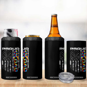 Vintage Proud Autism Dad 4 in 1 Can Cooler Tumbler USA American Flag Father Day TS10 Print Your Wear
