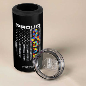 Vintage Proud Autism Dad 4 in 1 Can Cooler Tumbler USA American Flag Father Day TS10 Print Your Wear