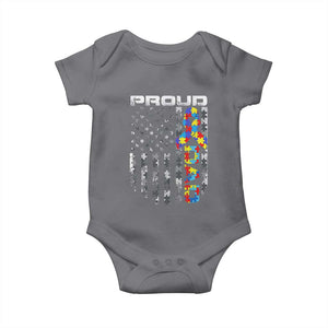 Vintage Proud Autism Dad Baby Onesie USA American Flag Father Day TS10 Charcoal Print Your Wear