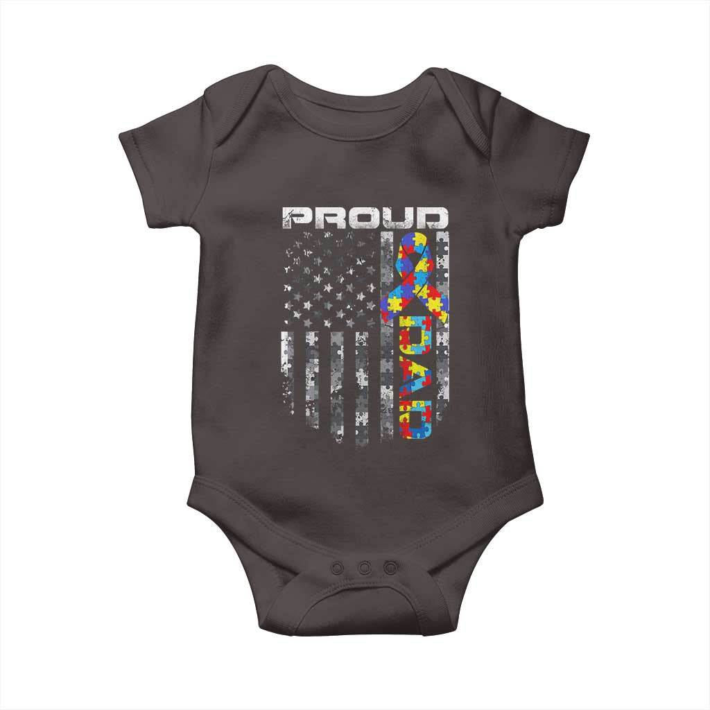 Vintage Proud Autism Dad Baby Onesie USA American Flag Father Day TS10 Dark Chocolate Print Your Wear