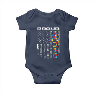 Vintage Proud Autism Dad Baby Onesie USA American Flag Father Day TS10 Navy Print Your Wear