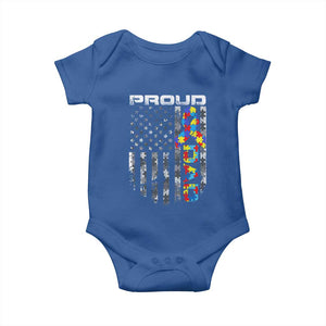 Vintage Proud Autism Dad Baby Onesie USA American Flag Father Day TS10 Royal Blue Print Your Wear