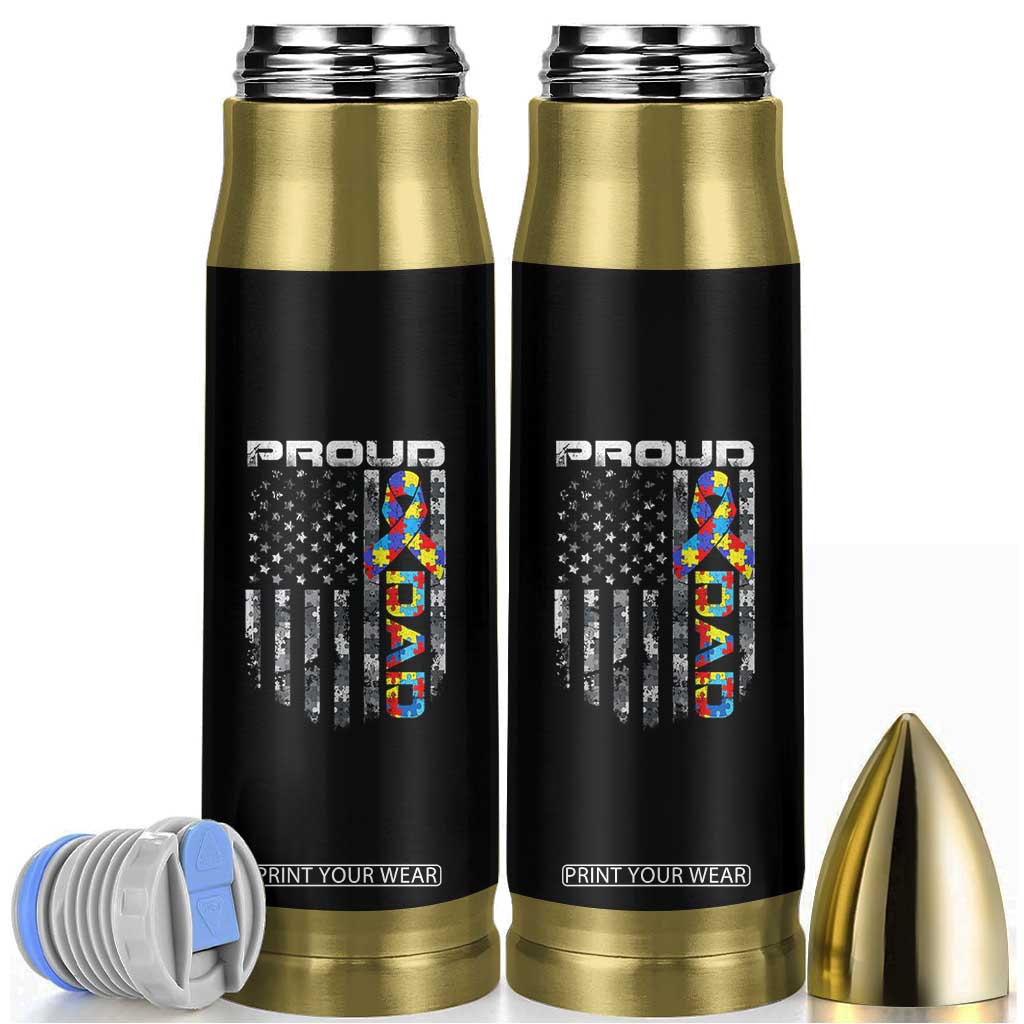 Vintage Proud Autism Dad Bullet Tumbler USA American Flag Father Day TS10 Black Print Your Wear