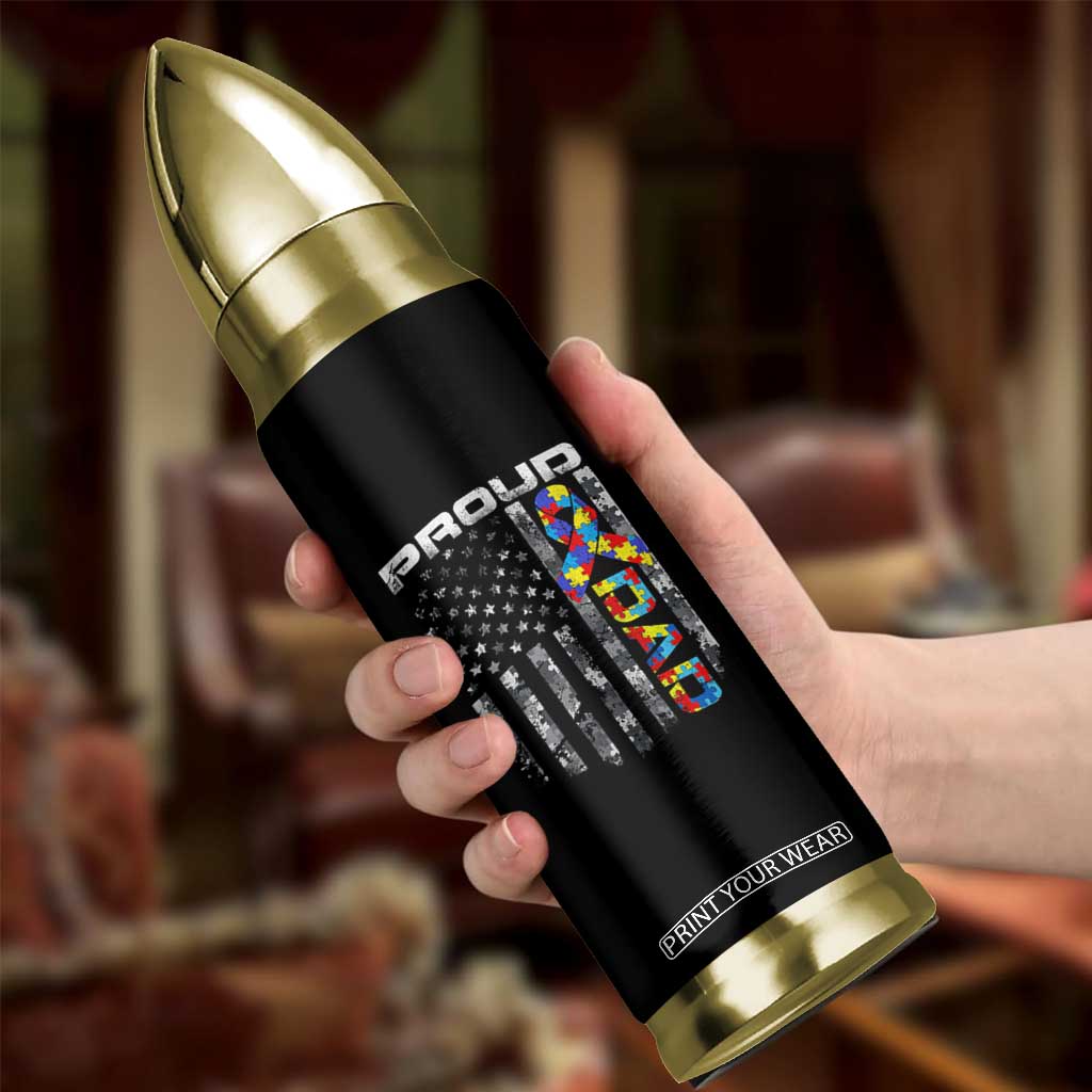 Vintage Proud Autism Dad Bullet Tumbler USA American Flag Father Day TS10 Print Your Wear