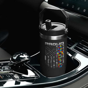 Vintage Proud Autism Dad Flip Straw Tumbler USA American Flag Father Day TS10 Print Your Wear