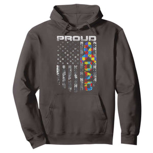 Vintage Proud Autism Dad Hoodie USA American Flag Father Day TS10 Dark Chocolate Print Your Wear