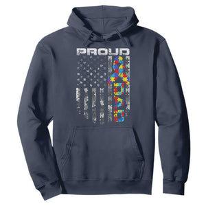 Vintage Proud Autism Dad Hoodie USA American Flag Father Day TS10 Navy Print Your Wear