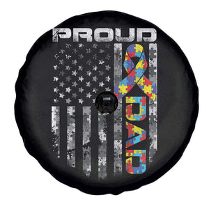 Vintage Proud Autism Dad Spare Tire Cover USA American Flag Father Day TS10 Print Your Wear