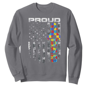 Vintage Proud Autism Dad Sweatshirt USA American Flag Father Day TS10 Charcoal Print Your Wear
