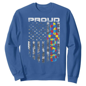 Vintage Proud Autism Dad Sweatshirt USA American Flag Father Day TS10 Royal Blue Print Your Wear