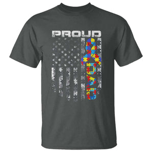 Vintage Proud Autism Dad T Shirt USA American Flag Father Day TS10 Dark Heather Print Your Wear
