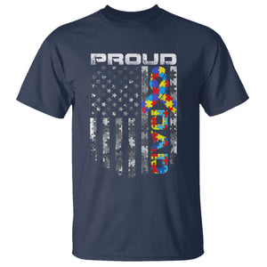 Vintage Proud Autism Dad T Shirt USA American Flag Father Day TS10 Navy Print Your Wear