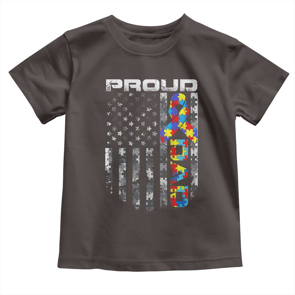 Vintage Proud Autism Dad Toddler T Shirt USA American Flag Father Day TS10 Dark Chocolate Print Your Wear
