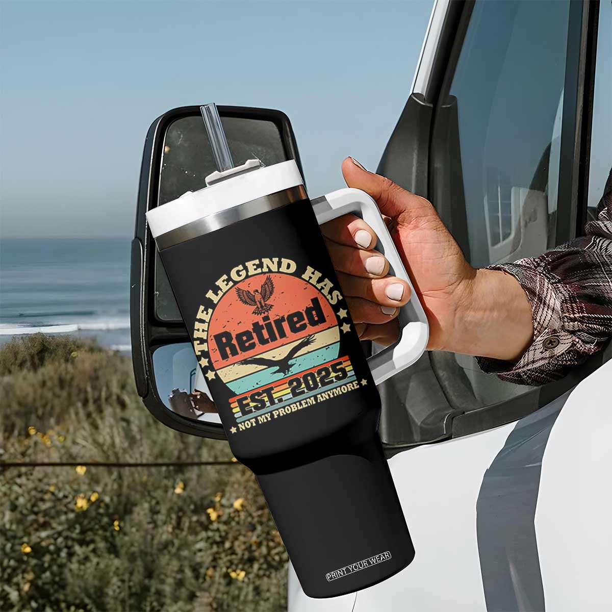 Vintage Retirement 2025 Tumbler With Handle Legend Has Retired Not My Problem Anymore TS10 Print Your Wear
