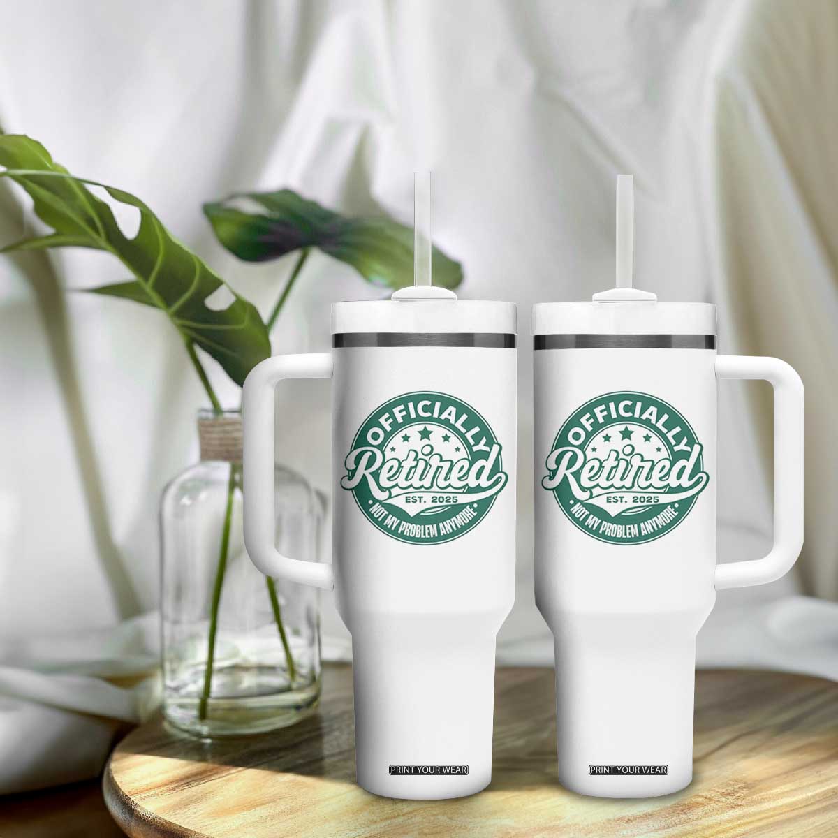 Vintage Retirement 2025 Tumbler With Handle Retired Not My Problem Anymore TS10 Print Your Wear