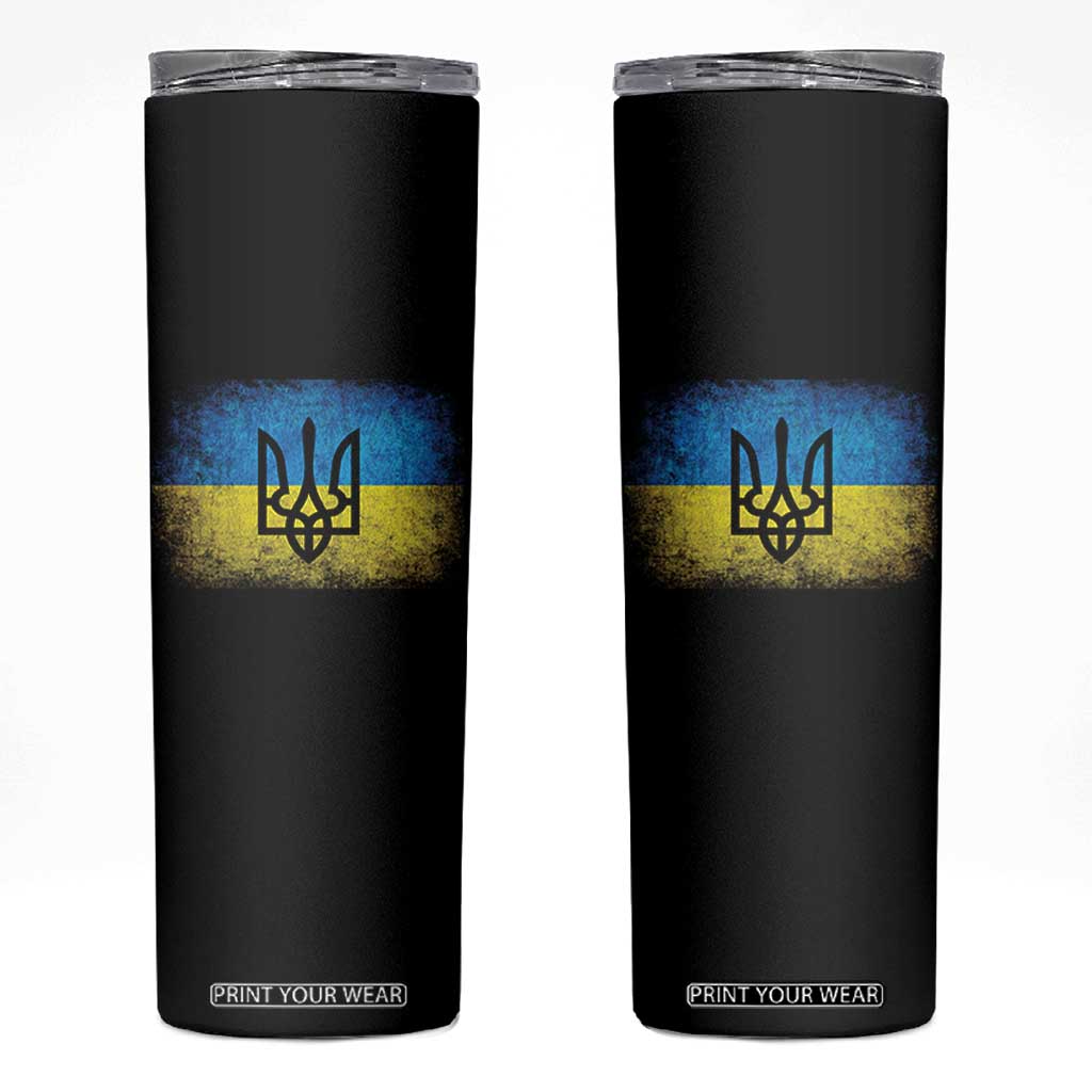 Vintage Ukraine Ukrainian Flag Skinny Tumbler Ukrainians Gifts TS10 Black Print Your Wear