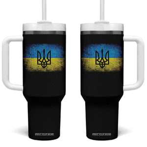 Vintage Ukraine Ukrainian Flag Tumbler With Handle Ukrainians Gifts TS10 One Size: 40 oz Black Print Your Wear