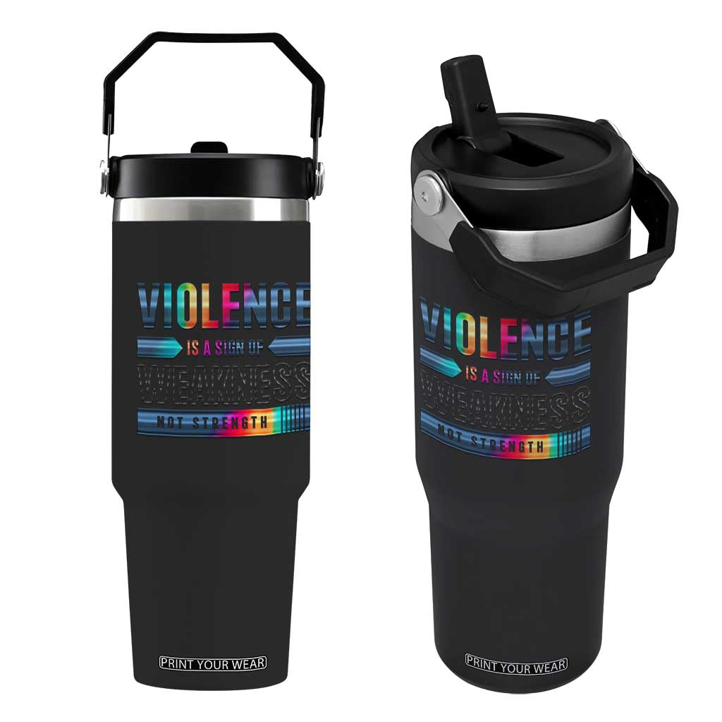 Violence Is A Sign Of Weakness Flip Straw Tumbler TS09 One Size: 30 oz Black Print Your Wear