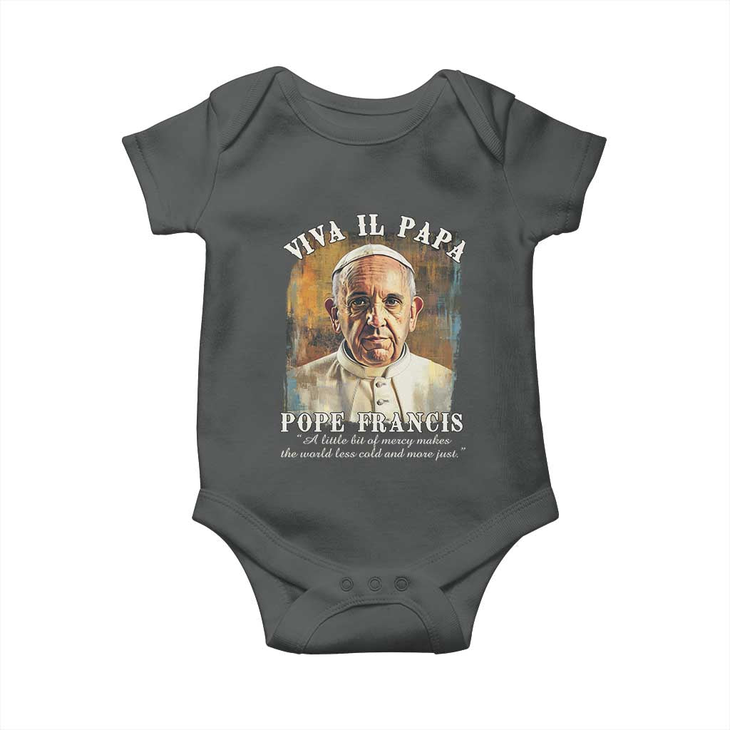 Viva il Papa Pope Francis Baby Onesie Papa Memorial Tribute TS02 Dark Heather Print Your Wear