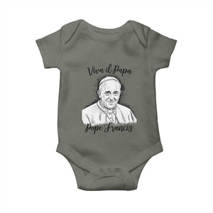 Viva il Papa Pope Francis Baby Onesie Thank You Papa Catholic Tribute TS02 Military Green Print Your Wear