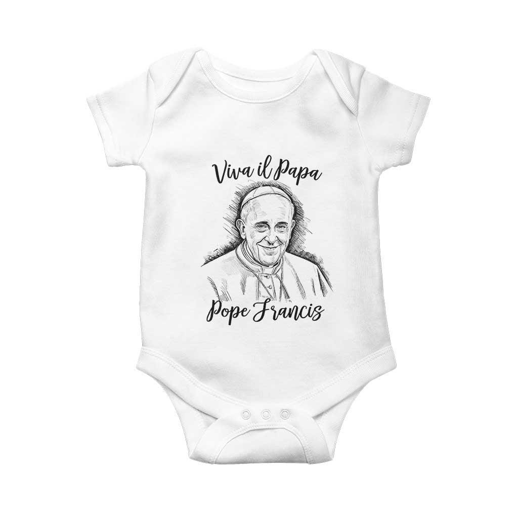 Viva il Papa Pope Francis Baby Onesie Thank You Papa Catholic Tribute TS02 White Print Your Wear