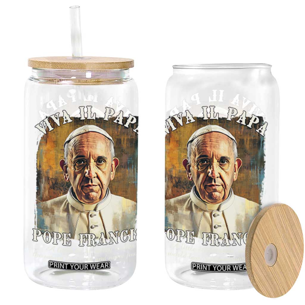Viva il Papa Pope Francis Glass Can Papa Memorial Tribute TS02 Black Print Your Wear