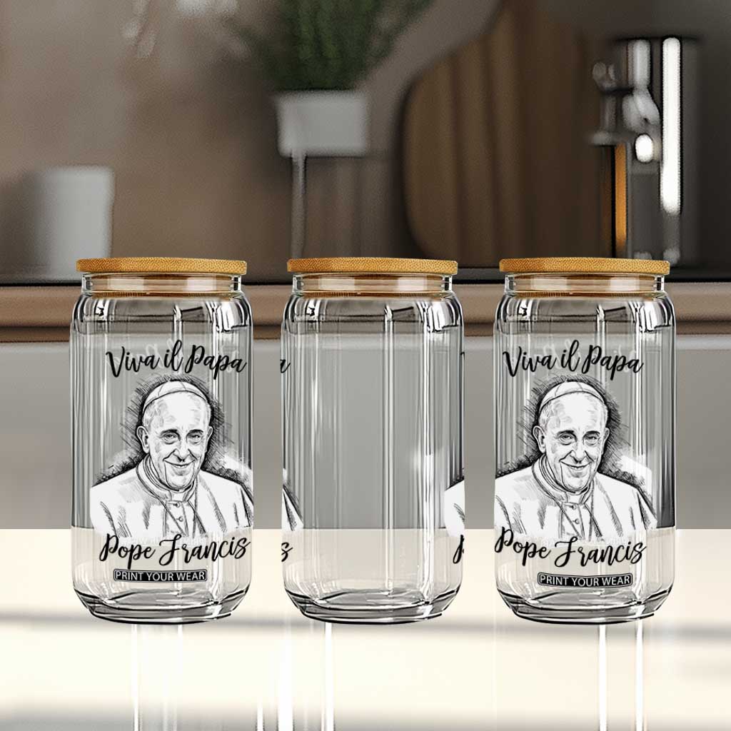 Viva il Papa Pope Francis Glass Can Thank You Papa Catholic Tribute TS02 Print Your Wear