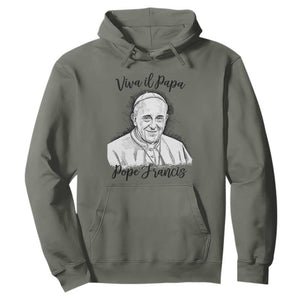 Viva il Papa Pope Francis Hoodie Thank You Papa Catholic Tribute TS02 Military Green Print Your Wear