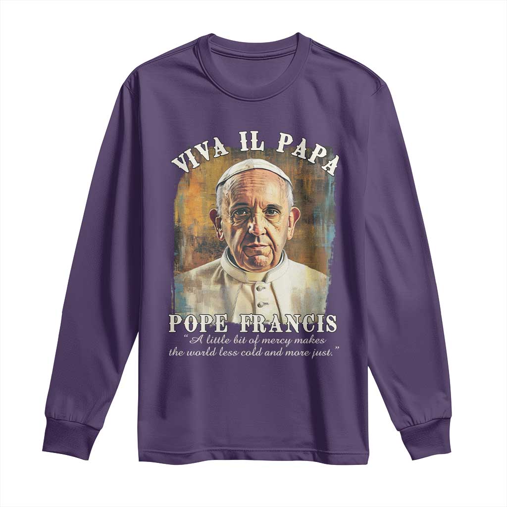 Viva il Papa Pope Francis Long Sleeve Shirt Papa Memorial Tribute TS02 Purple Print Your Wear
