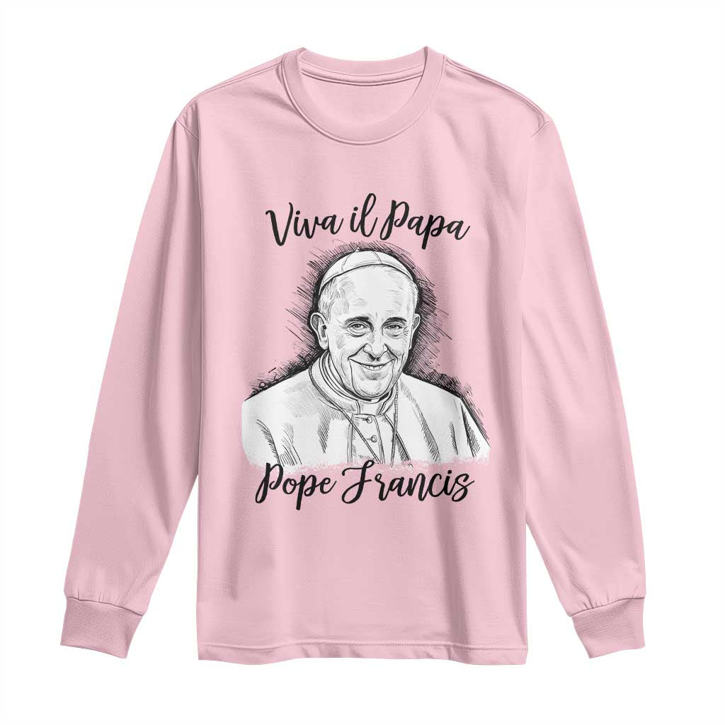Viva il Papa Pope Francis Long Sleeve Shirt Thank You Papa Catholic Tribute TS02 Light Pink Print Your Wear