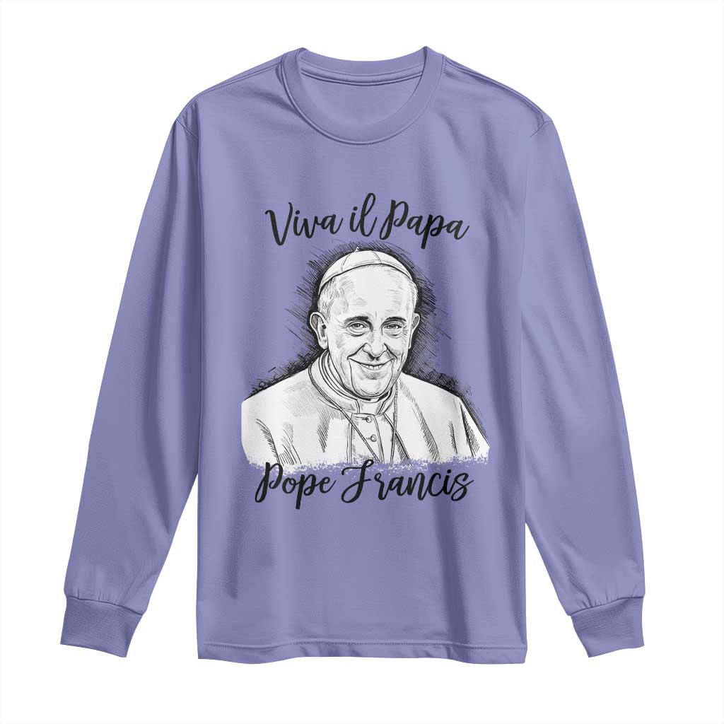 Viva il Papa Pope Francis Long Sleeve Shirt Thank You Papa Catholic Tribute TS02 Violet Print Your Wear