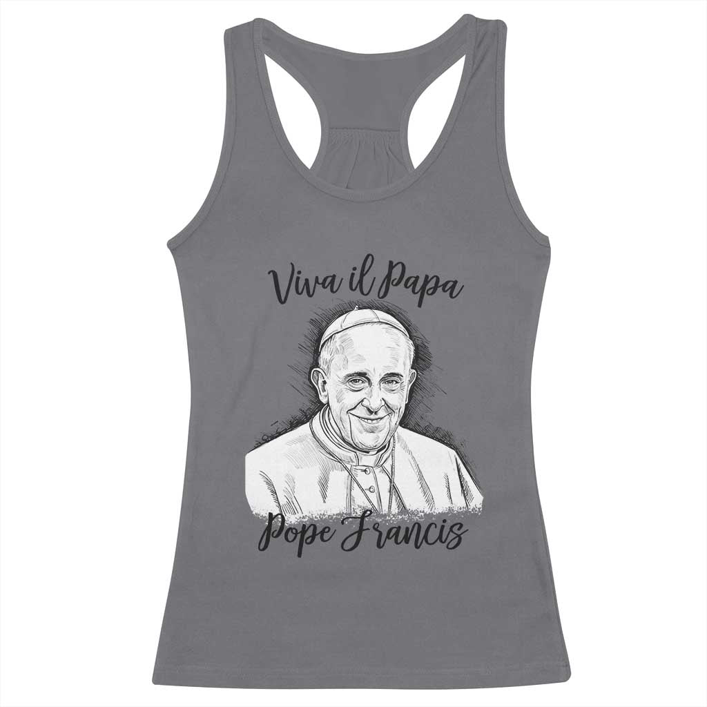 Viva il Papa Pope Francis Racerback Tank Top Thank You Papa Catholic Tribute TS02 Charcoal Print Your Wear