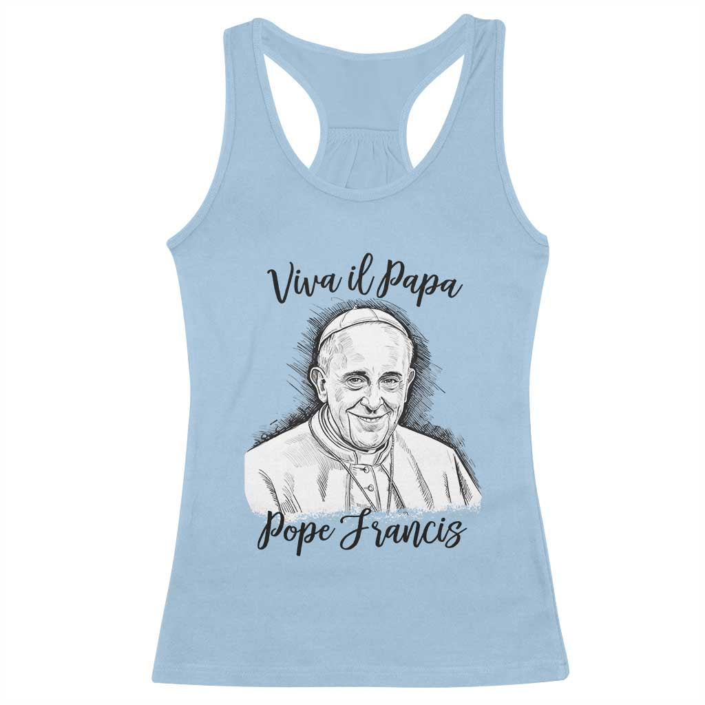 Viva il Papa Pope Francis Racerback Tank Top Thank You Papa Catholic Tribute TS02 Light Blue Print Your Wear