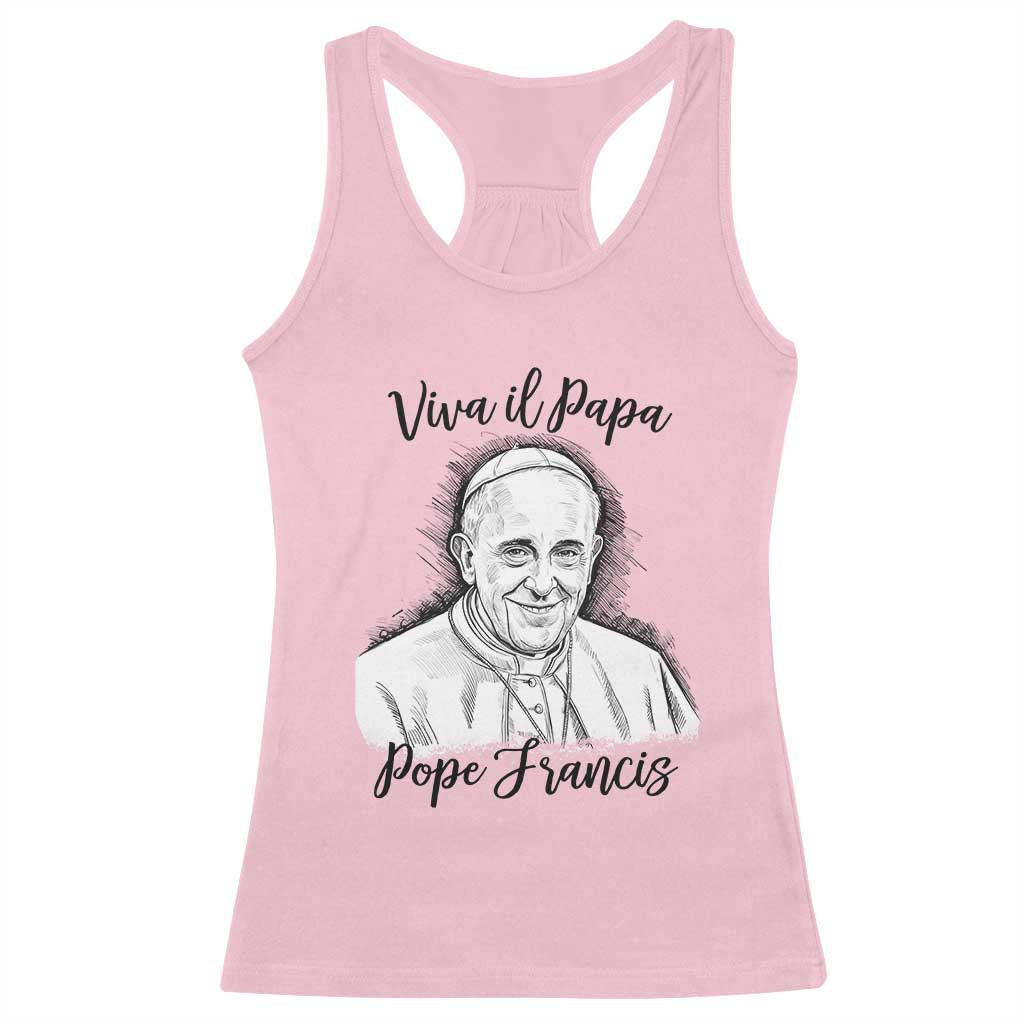 Viva il Papa Pope Francis Racerback Tank Top Thank You Papa Catholic Tribute TS02 Light Pink Print Your Wear