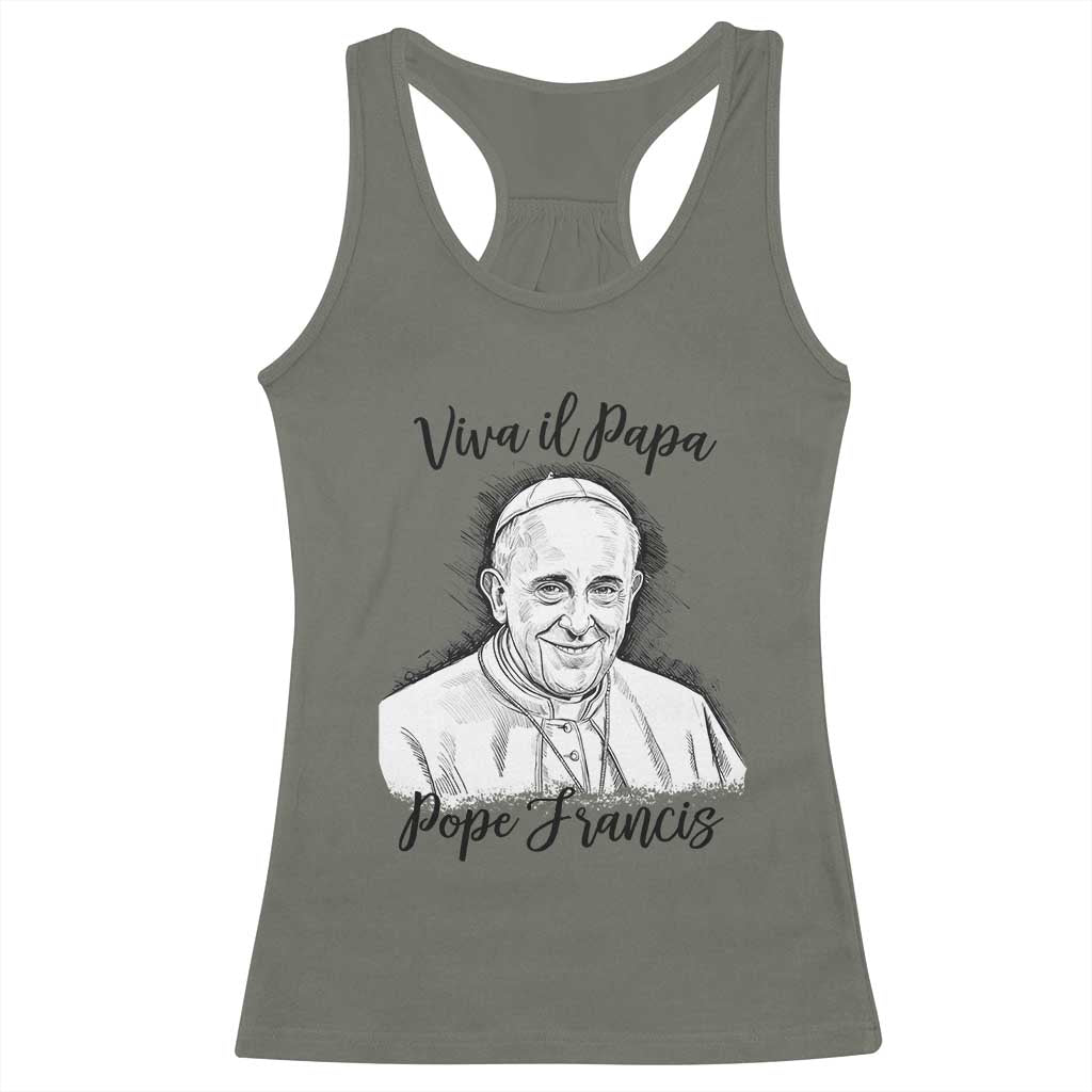 Viva il Papa Pope Francis Racerback Tank Top Thank You Papa Catholic Tribute TS02 Military Green Print Your Wear
