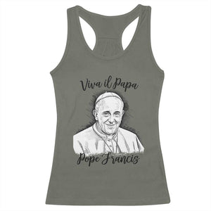 Viva il Papa Pope Francis Racerback Tank Top Thank You Papa Catholic Tribute TS02 Military Green Print Your Wear