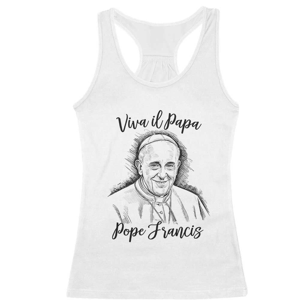 Viva il Papa Pope Francis Racerback Tank Top Thank You Papa Catholic Tribute TS02 White Print Your Wear