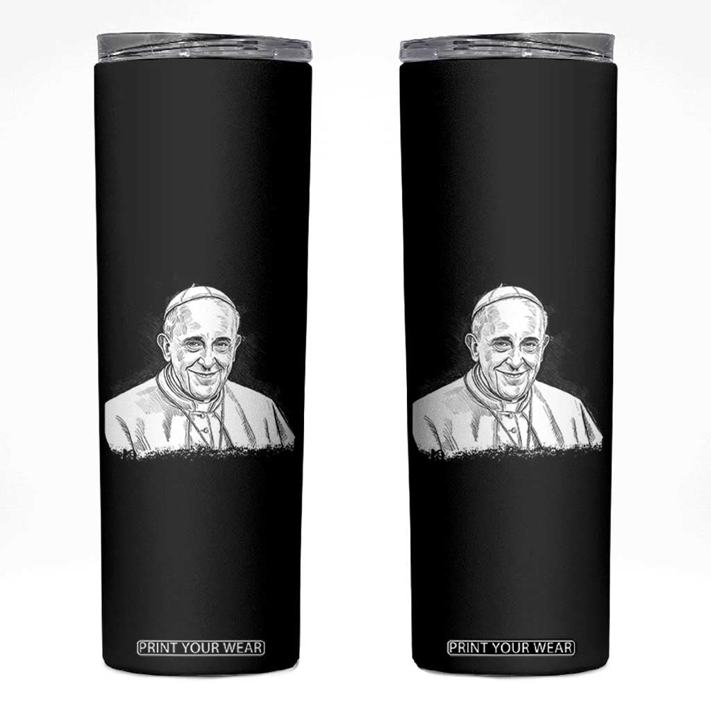 Viva il Papa Pope Francis Skinny Tumbler Thank You Papa Catholic Tribute TS02 Black Print Your Wear