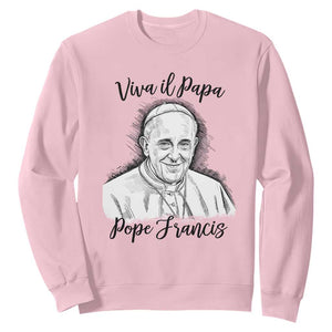Viva il Papa Pope Francis Sweatshirt Thank You Papa Catholic Tribute TS02 Light Pink Print Your Wear