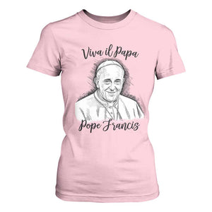 Viva il Papa Pope Francis T Shirt For Women Thank You Papa Catholic Tribute TS02 Light Pink Print Your Wear