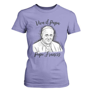 Viva il Papa Pope Francis T Shirt For Women Thank You Papa Catholic Tribute TS02 Violet Print Your Wear
