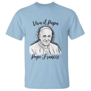 Viva il Papa Pope Francis T Shirt Thank You Papa Catholic Tribute TS02 Light Blue Print Your Wear
