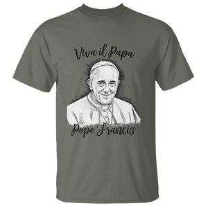 Viva il Papa Pope Francis T Shirt Thank You Papa Catholic Tribute TS02 Military Green Print Your Wear