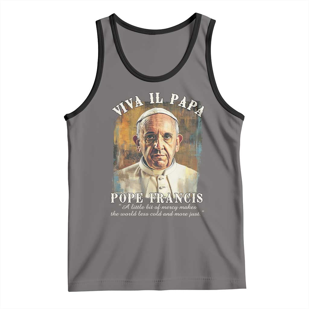 Viva il Papa Pope Francis Tank Top Papa Memorial Tribute TS02 Deep Heather Black Print Your Wear