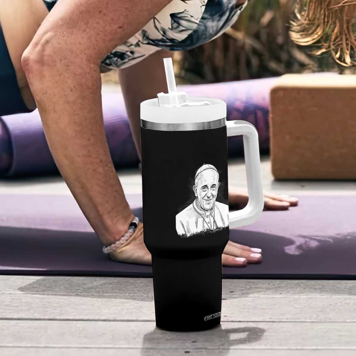 Viva il Papa Pope Francis Tumbler With Handle Thank You Papa Catholic Tribute TS02 Print Your Wear