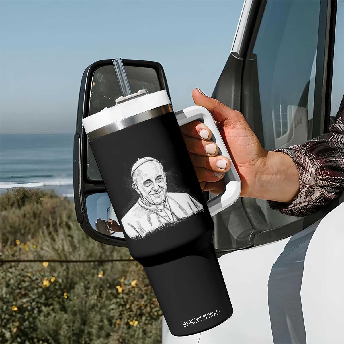 Viva il Papa Pope Francis Tumbler With Handle Thank You Papa Catholic Tribute TS02 Print Your Wear