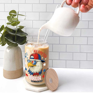 WTF Is A Kilometer Bruh Glass Can Funny Patriotic American Bald Eagle TS02 Print Your Wear