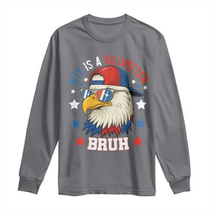 WTF Is A Kilometer Bruh Long Sleeve Shirt Funny Patriotic American Bald Eagle TS02 Charcoal Print Your Wear