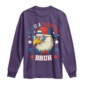 WTF Is A Kilometer Bruh Long Sleeve Shirt Funny Patriotic American Bald Eagle TS02 Purple Print Your Wear